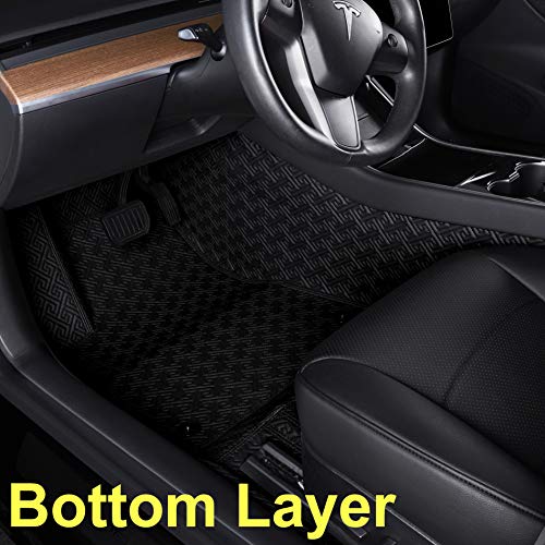 Floor Liner Fit for Tesla Model 3 2020 2021 Fully Embedded No Edge Customized Floor Mat Frunk Trunk Blanket-Non-Slip Waterproof Car Carpet Protect All Weather(Black)