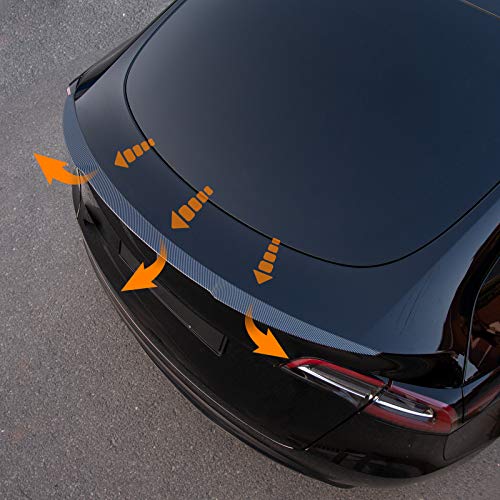 Tesla Model Y Spoiler Wing Performance Rear Trunk Lip Tail Car Styling Kits 2020 2021 Tesla Model Y Accessories (Glossy Carbon Fiber Pattern)