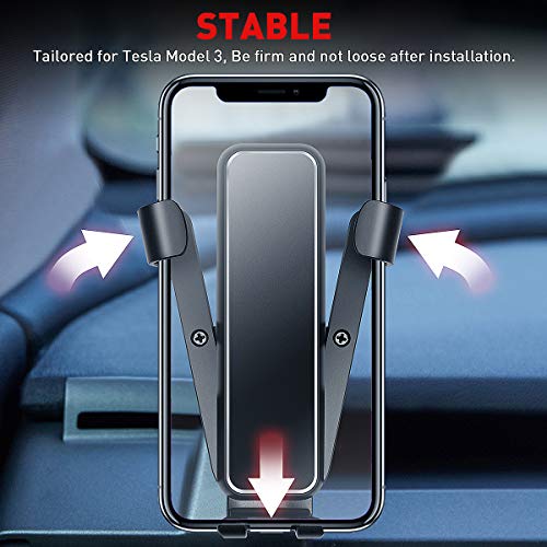 Car Phone Mount for Tesla Model 3, KFZMAN Model 3 Phone Holder Left Dashboard with 360 Degree Adjustable Joint, Custom Fit with Tesla Model 3