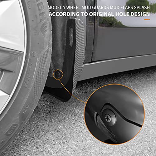 Tesla Model Y Mud Flaps/Splash Guards Set of 4 (Matte Carbon Fiber Pattern)