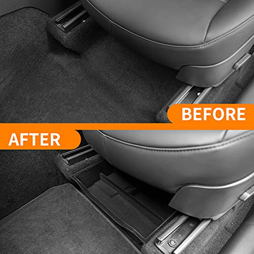 Tesla Model Y Under Seat Storage Box Organizer Tray Flocking Storage Box For Tesla Model Y Accessories 2019-2021 (Under Front Seat ABS Box (Style B))