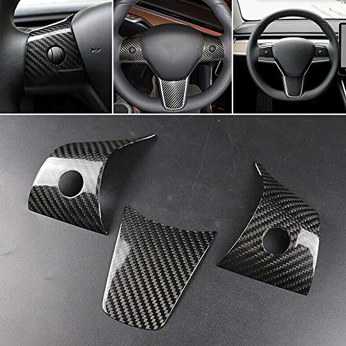 Tesla Model 3 & Model Y Steering Wheel Covers - Glossy Carbon Fiber Pattern