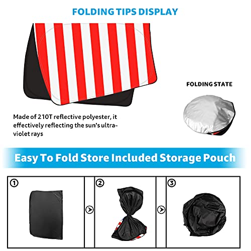 Foldable UV Reflecting Front Windshield Sunshade with Printed American Flag for Tesla Model 3 & Y