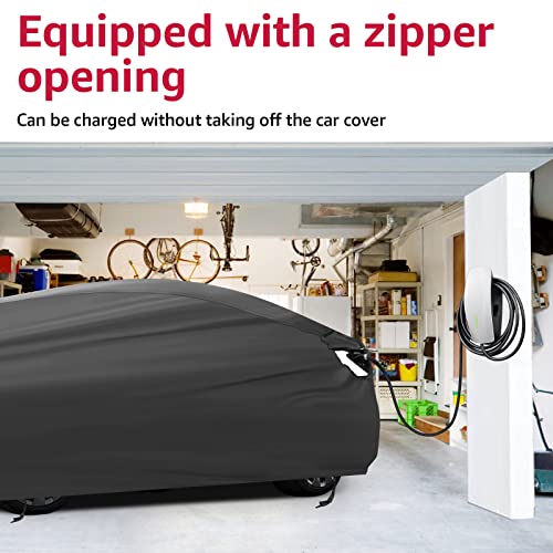 Tesla Model Y Car Cover All-Weather UV Protection Full Exterior Accessories with Charge Port Opening & Ventilated Mesh for Model Y 2020 2021 2022 2023 Gen 2
