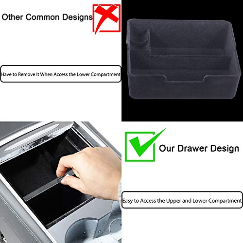 Center Console Organizer Tray Compatible with Latest 2021 Tesla Model 3 & Y Flocked