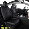 Seat Cover Fit for Tesla Model Y 2020 2021 Airbag Compatible Synthetic Leather Car Seat Cushion Protector All Weather Water-Proof Customized (Black)