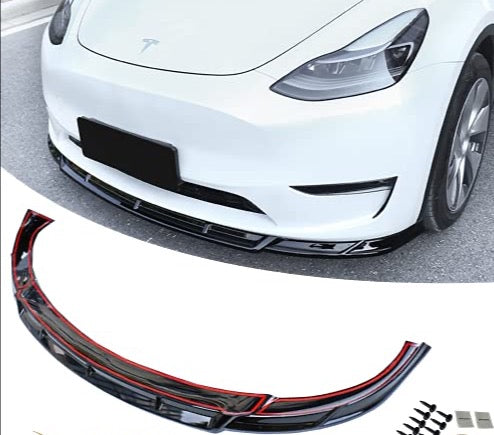 Glossy Black ABS Front Lip Splitter/Front Bumper Lip Spoiler for 2020-2022 Tesla Model Y (3 Piece Set)