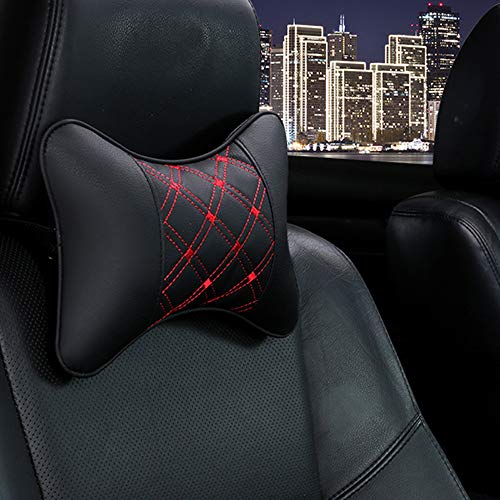 Universal Car Neck Pillows Both Side Pu Leather Pack Headrest For