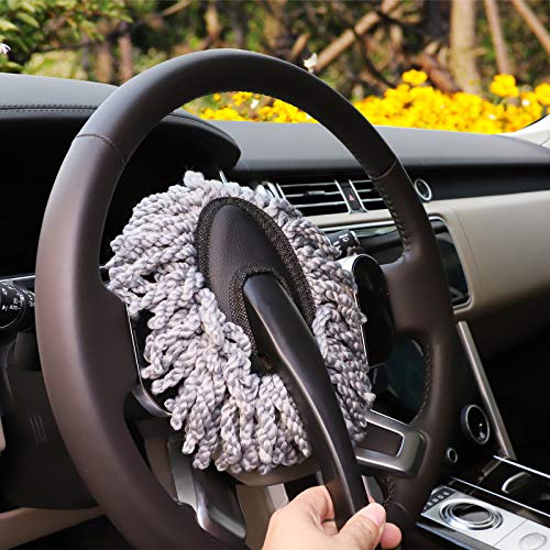 9pcs Car Cleaning Tools Kit Include Tire Brush, Wheel Brush, Wash Mitt Sponge, Big Microfiber Waffle Towels, Window Cleaner Squeegee, Dirt Duster