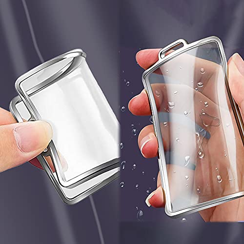 TPU Key Card Holder Case Compatible with Tesla Model 3, Key Protector Cover Accessories Including Key Chain, Silver