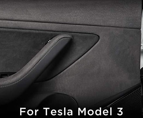 Gray Alcantara Suede Inner Door Handle Wrap/Sticker for Tesla Model 3 2017-2021+