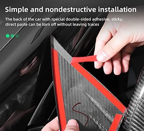 A-Pillar Real Carbon Fiber Trim for 2020-2023 Tesla Model Y (Matte Carbon Fiber)