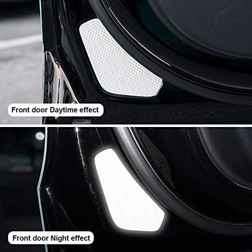 Car Door Reflective Warning Stickers Open Auto Decals Anti-Collision Safety Sign Compatible with Tesla Model 3 Accessories (White)