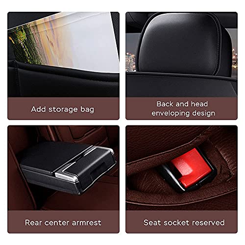 Front & Rear Seat Covers with Headrest Backrest Cushions for Chevy Chevrolet Bolt EV EUV Car Seat Cover Luxury PU Leather Comfortable Wear Resistant Black×Brown