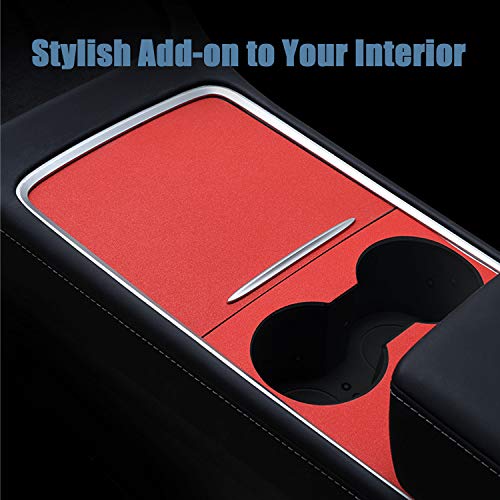 Center Console Wrap Compatible with 2021 Tesla Model 3/Y PVC Material Center Console Cover Interior Decoration Wrap Kit for 2021 Tesla Model 3 Model Y Accessories (Frosted Red)