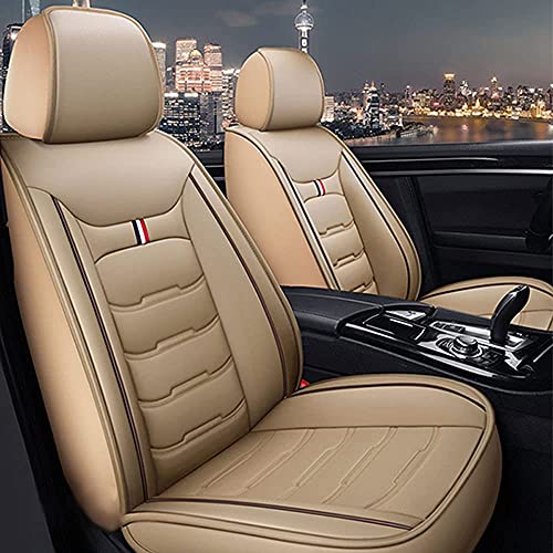 Front & Rear Seat Covers for Chevy Chevrolet Bolt EV EUV Car Seat Cover Luxury PU Leather Comfortable Wear Resistant Beige