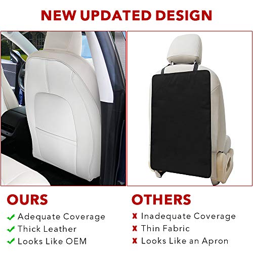 Tesla Model 3 & Y White Leather Seat Back Kick Protector/Kick Mat with Storage Bag (1 Piece)