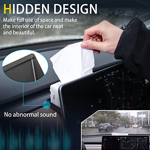 Center Screen Hidden Storage Tray/Organizer for Tesla Model 3 & Y (Wine Red)