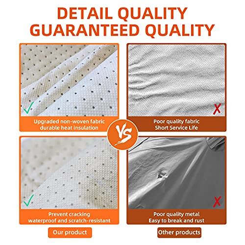 Beige 3 Layer UV Protected All-Weather Full Vehicle Cover for Tesla Model Y with Non-Woven Reflective Strips & Zipper for Charging Port Access