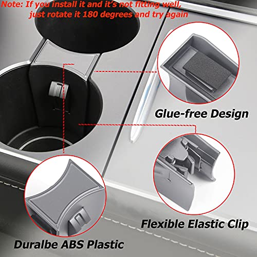 2021-2022+ Tesla Model 3 & Model Y Cup Holder Divider (Matte Gray)