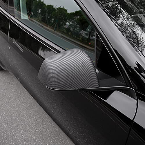 Tesla Model Y Side Door Mirror Cover Carbon Fiber Pattern Rearview Mirror Molding Trim for Tesla Model Y Accessories 2020-2021 (Matte Carbon Fiber Pattern)