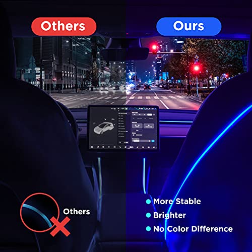 2016-2020 Tesla Model 3 & Y Interior Car Neon Lights (Center Console + Dashboard + Seat Back +4 Foot Lights Accessories), Tesla Ambient Lighting, APP Control LED Strip Lights with Multiple Modes