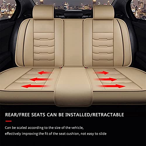 Front & Rear Seat Covers for Chevy Chevrolet Bolt EV EUV Car Seat Cover Luxury PU Leather Comfortable Wear Resistant Beige