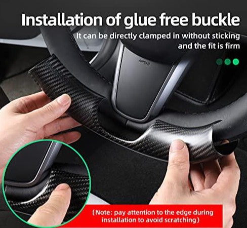 Lower Carbon Fiber Embedded Steering Wheel Cover for Tesla Model 3 & Y (Forged Bright Carbon Fiber)