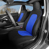 Front Custom Fit Two Tone Black/Blue with Quilted Design Fully Wrapped Fabric Cloth Seat Covers for 2017-2022 Tesla Model 3 & Model Y (2 Pieces)