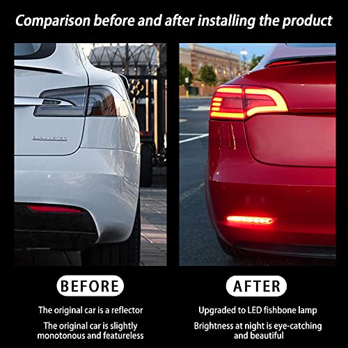 Rear Fog Light for 2017-2022+ Tesla Model Y 2PCS LEDs Reflector Lamps Fishbone Style.