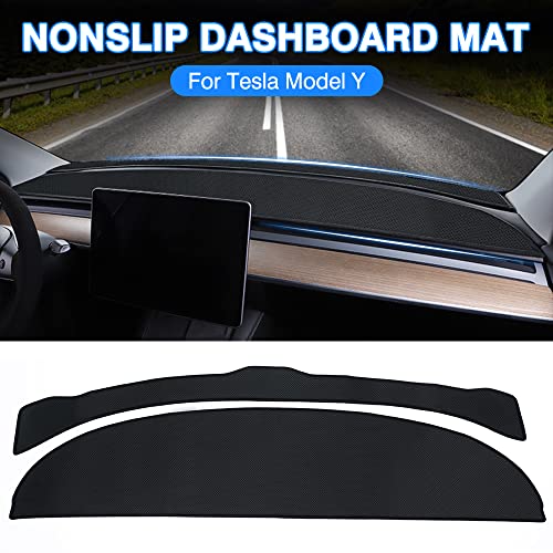 Custom Fit for Dash Cover Mat Tesla Model Y 2020 2021 2022 Interior Accessories Ice Fabric Nonslip Dashboard Mat No Glare Windshield Protector Black