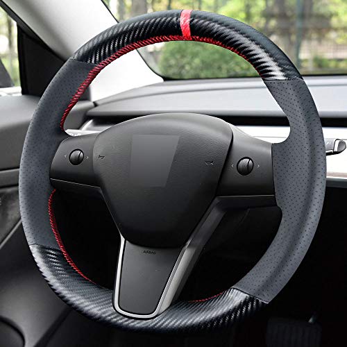 DIY Stitching Carbon Fiber Steering Wheel Cover for Tesla Model 3 & Model Y