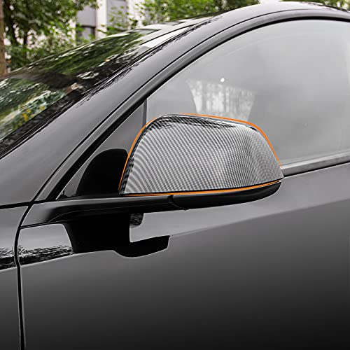 Side Mirror Covers for 2020-2022 Tesla Model Y (Gloss Carbon Fiber Pattern)