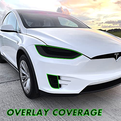 PreCut Vinyl Smoke Tint for 2016-2022 Tesla Model X Headlight & Foglight (1. Full Headlight, 20% Dark Smoke)