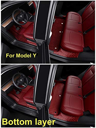 Fully Surrounded No Edge All Weather Non-Slip Custom Tailored Carpet Floor Mats for 2020-2022 Tesla Model Y(Wine Red/Burgundy)