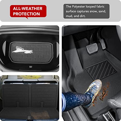 Tesla Model Y Floor Mats 3D Full Set Liners All-Weather Anti-Slip Waterproof Frunk & Trunk Mat Accessories Compatible with 7 Seater Model Y
