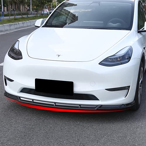 Carbon Fiber ABS Front Lip Splitter/Front Bumper Lip Spoiler for 2020-2022 Tesla Model Y (3 Piece Set)