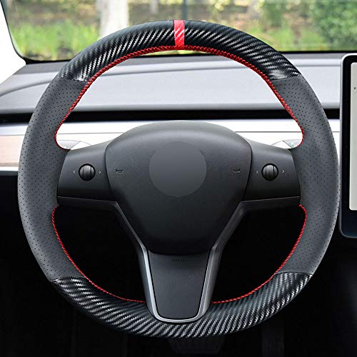 DIY Stitching Carbon Fiber Steering Wheel Cover for Tesla Model 3 & Model Y