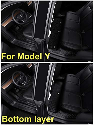 Floor Liner Fit for Tesla Model Y 2020 2021 Fully Embedded No Edge Customized Floor Mat Frunk Trunk Blanket-Non-Slip Waterproof Car Carpet Protect All Weather (Black)