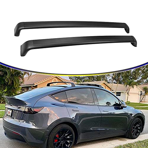 Noiseless Cross Bar Fits for Tesla Model Y 2020 2021 2022 Roof Rack Mechanism Black Matte Aluminum Anti-Corrosion Crossbars