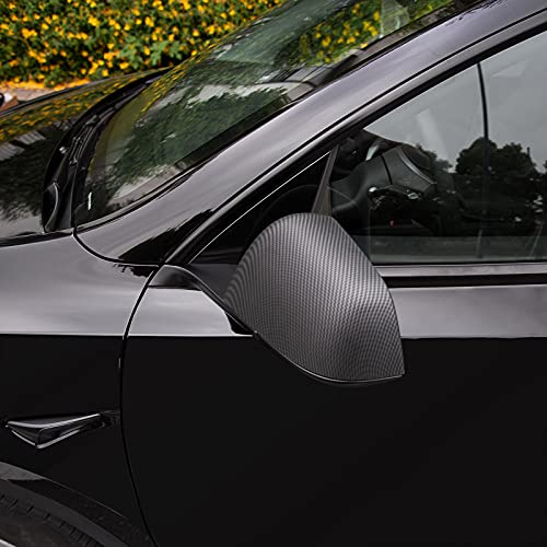 Tesla Model Y Side Door Mirror Cover Carbon Fiber Pattern Rearview Mirror Molding Trim for Tesla Model Y Accessories 2020-2021 (Matte Carbon Fiber Pattern)