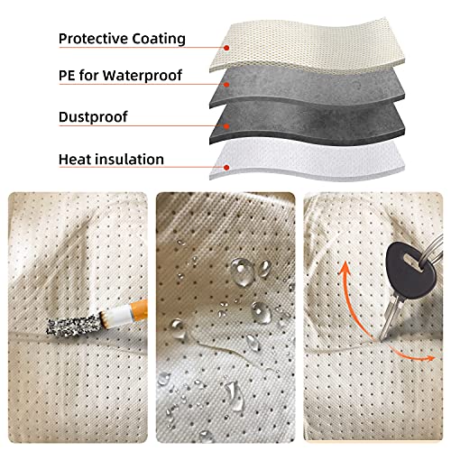 Beige 3 Layer UV Protected All-Weather Full Vehicle Cover for Tesla Model Y with Non-Woven Reflective Strips & Zipper for Charging Port Access