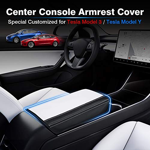 Armrest Cover for Tesla Model Y 2020-2022/Tesla Model 3 2017-2022 Center Console Pad Waterproof Anti-Scratch Leather Protector Covers