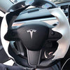 White Leather & Carbon Fiber Steering Wheel Cover Hand-Stitch on Wrap Fit for Tesla Model 3 & Y