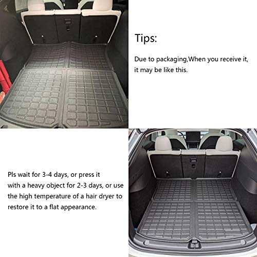 Tesla Model Y Storage Mat and Cargo Liners, Tesla Model Y Accessories, All Weather Trunk Mat, Waterproof Rear Cargo Mat Custom Fit for Tesla, Heavy Duty Floor Mats (Storage+Cargo mat)