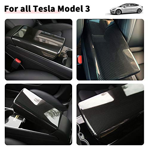Center Console Cover Armrest Protector for Tesla Model 3 Mid-Console Armrest Box Pad Carbon Fiber Printing