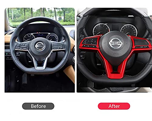 Red Steering Wheel Cover Sequins Frame Trim for Nissan Rogue Altima Sentra Kicks LEAF Versa Interior Accessories(Red)