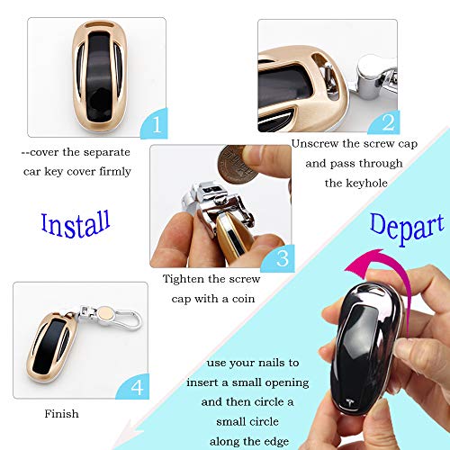 Tesla Model X Key Fob Case, Premium TPU Remote Control Smart Key Fob Holder key case Flip Key Protection with Key Chain (Blue)