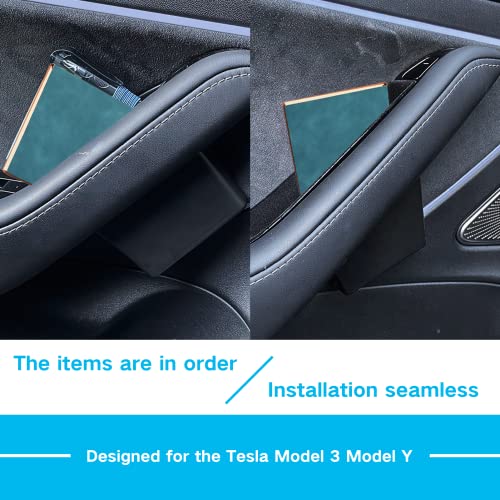 Tesla Model 3 & Model Y Door Side Storage Box Handle Pocket Armrest Flocked Passenger Storage Tray Container 4Pcs