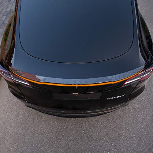 Tesla Model Y Spoiler Wing Performance Rear Trunk Lip Tail Car Styling Kits 2020 2021 Tesla Model Y Accessories (Glossy Carbon Fiber Pattern)